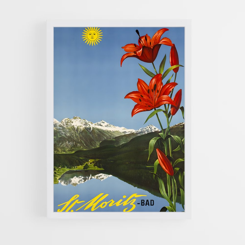 Poster Fleurs des Alpes – affiche Jeux Olympiques (vue 3)